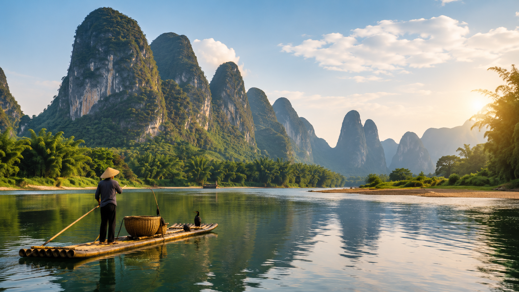 Guilin and Yangshuo river landscape