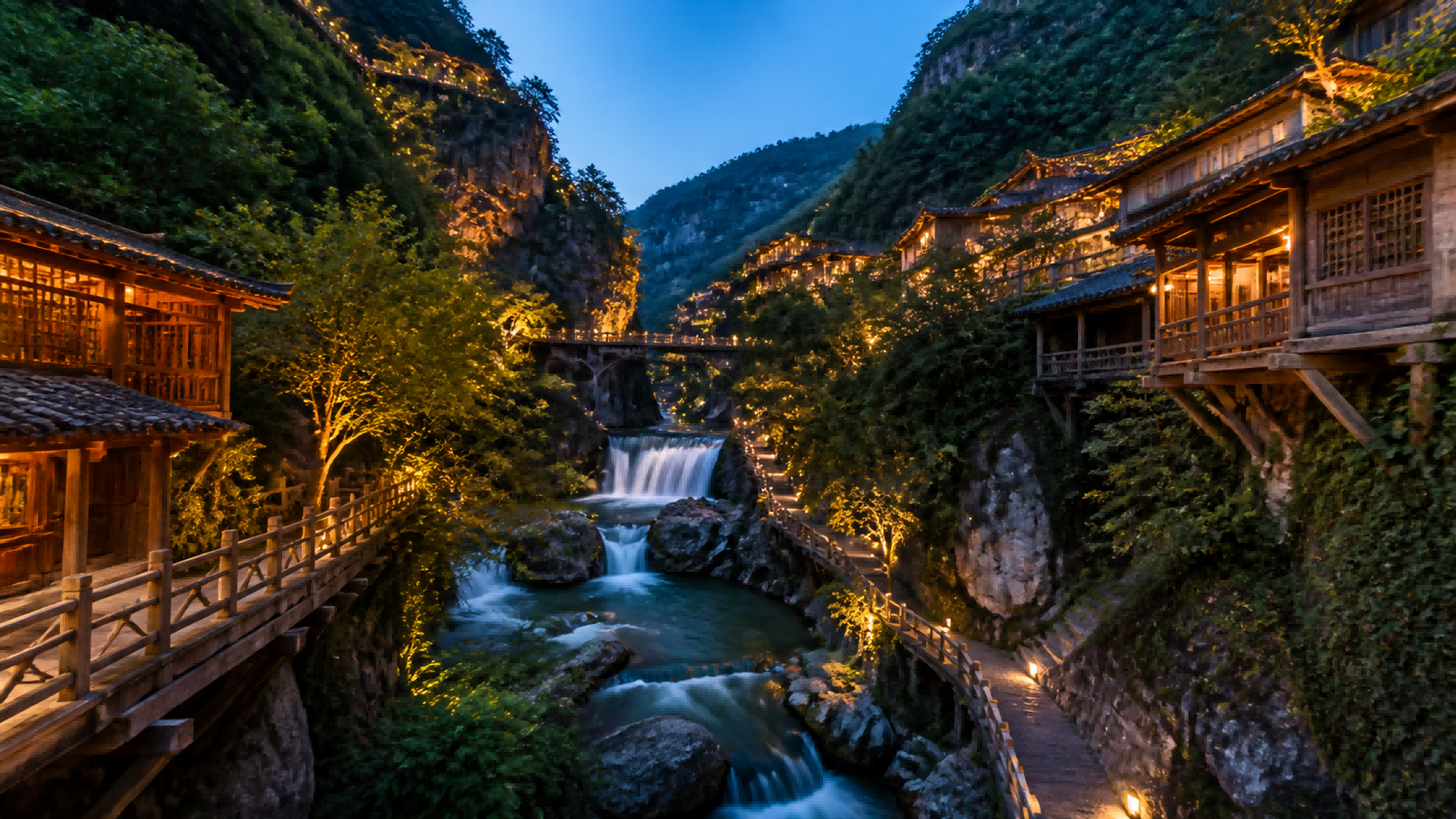 Wangxian Valley cliffside village